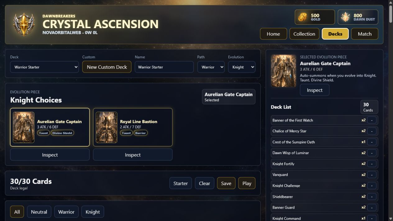 Dawnbreakers current build deck builder