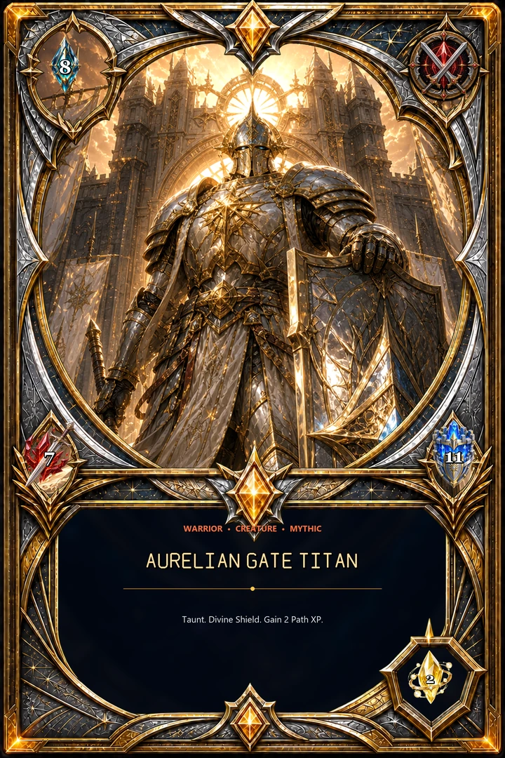 Aurelian Gate Titan final 4K Warrior card front