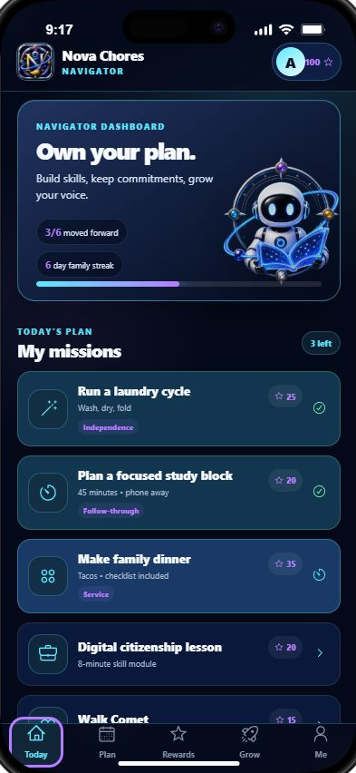Navigator mission dashboard